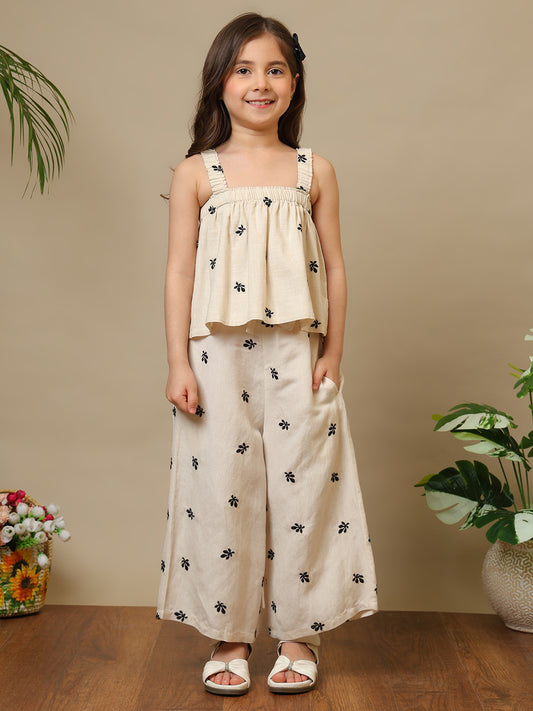 Girls Embroidered Strappy Co-Ord Set
