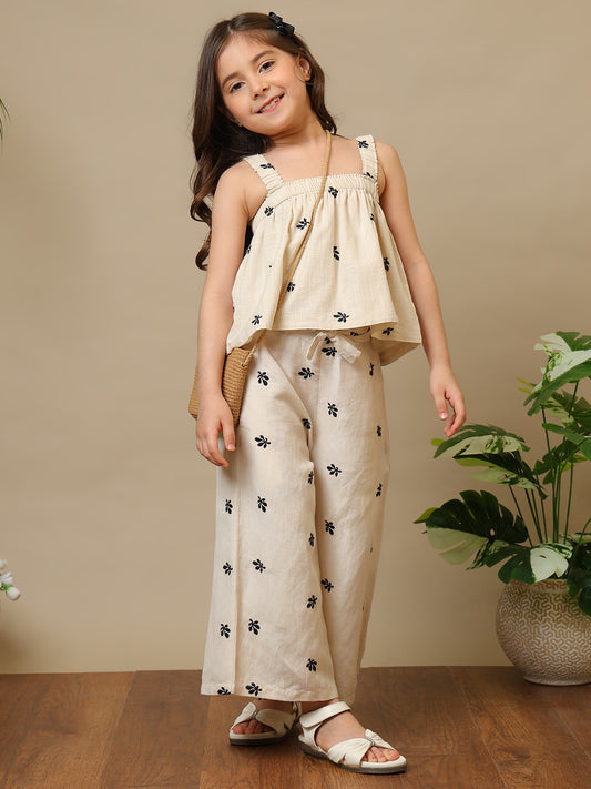 Girls Embroidered Strappy Co-Ord Set