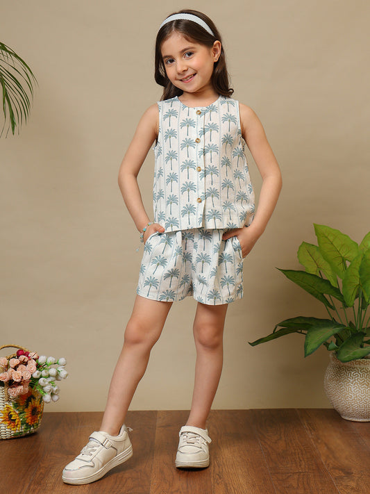 Girls Tropical Palm Print Co-Ord Set