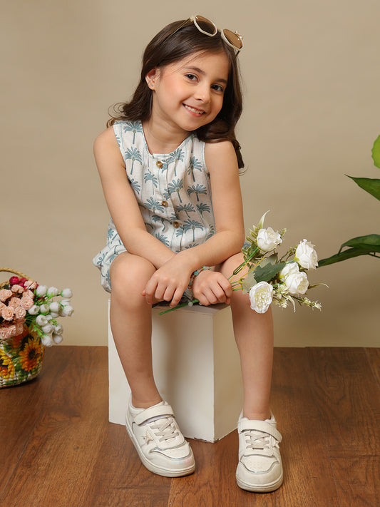 Girls Tropical Palm Print Co-Ord Set