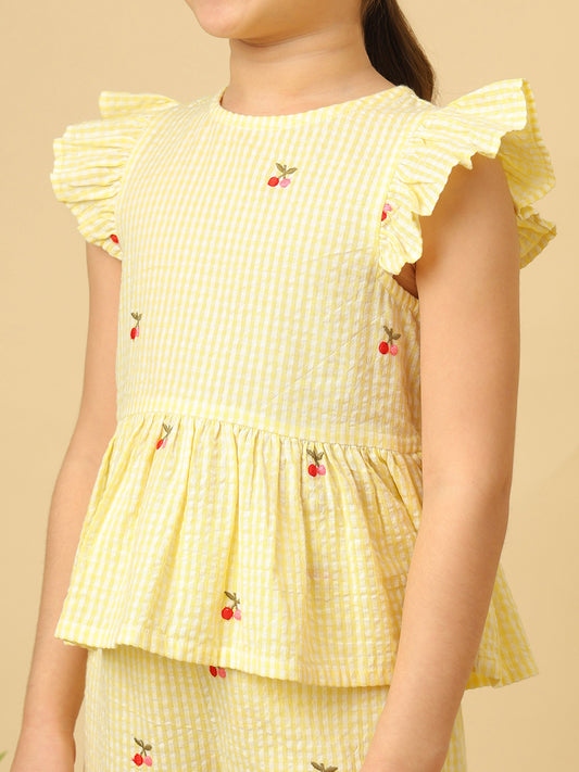 Girls Cherry Embroidered Co-ord Set