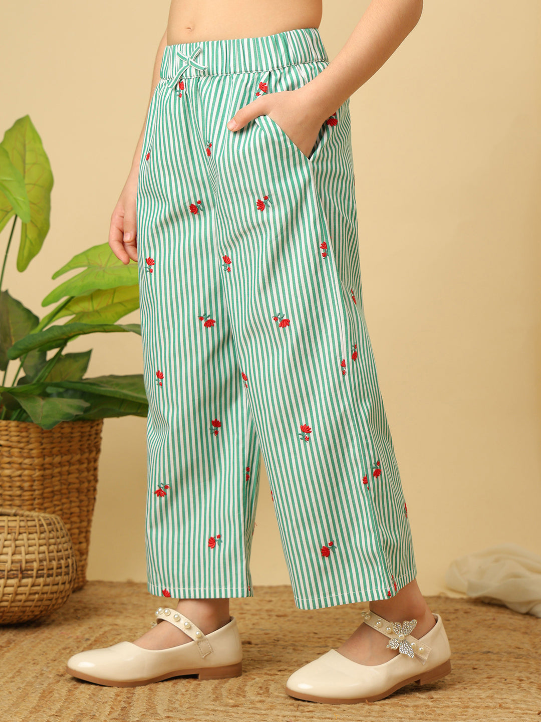 Girls Green Bow Co-Ord Set