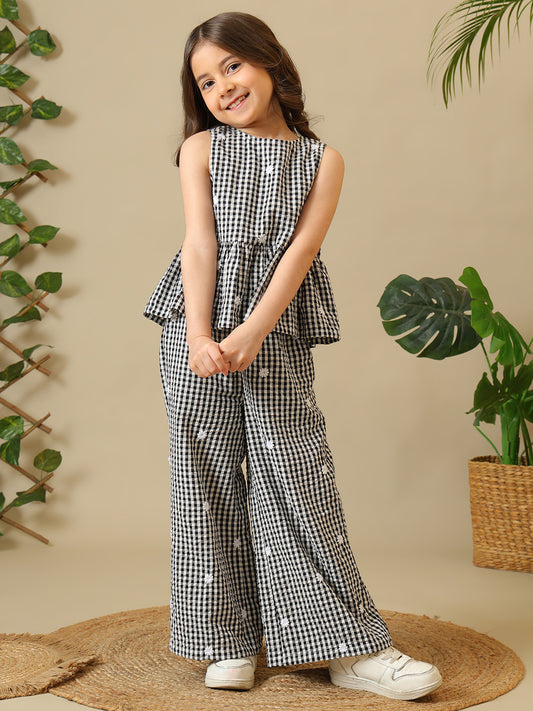 Girls Checked Peplum Co-Ord Set