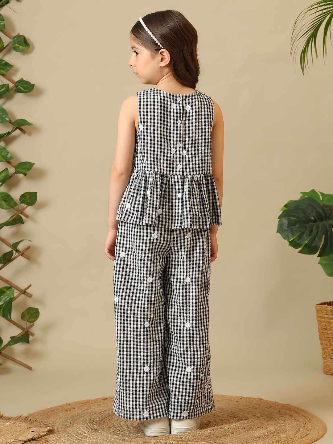 Girls Checked Peplum Co-Ord Set