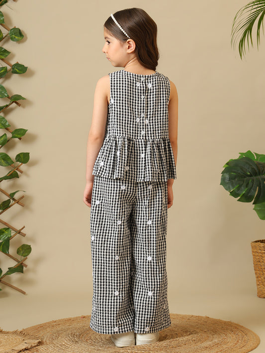 Girls Checked Peplum Co-Ord Set