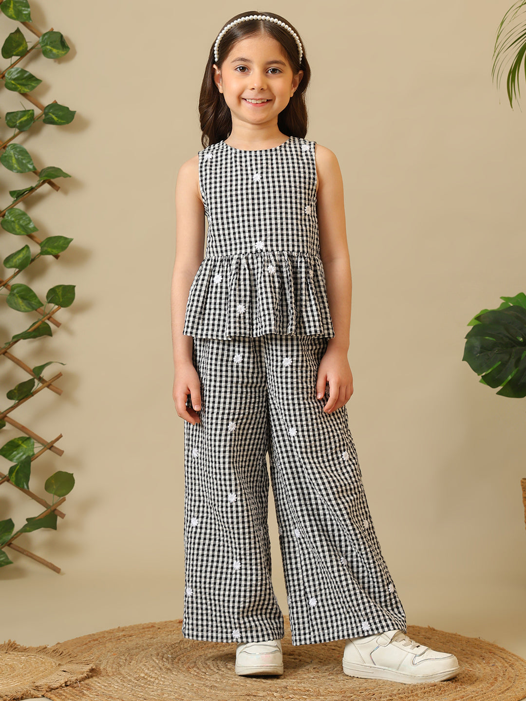 Girls Checked Peplum Co-Ord Set
