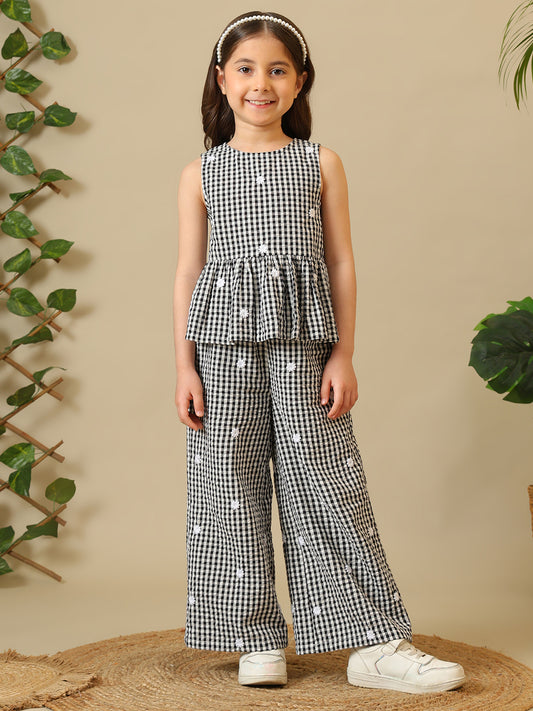 Girls Checked Peplum Co-Ord Set
