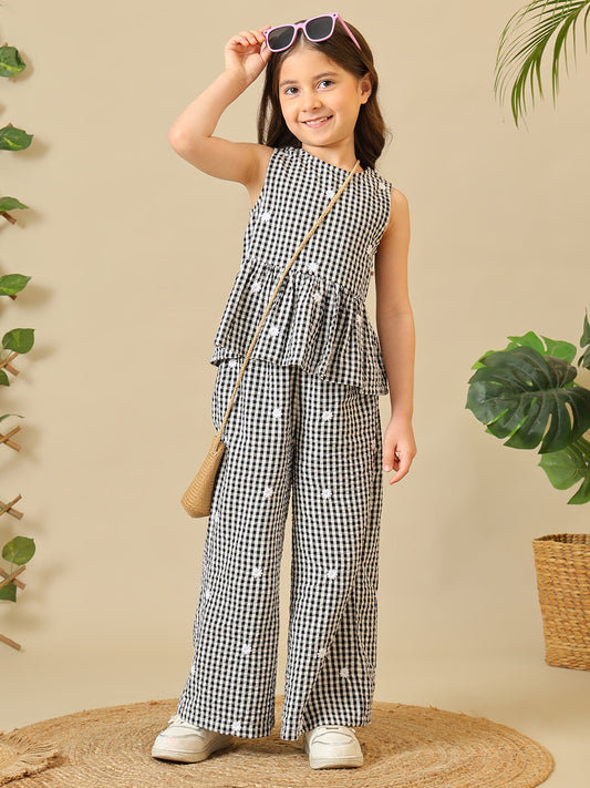 Girls Checked Peplum Co-Ord Set