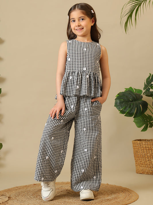 Girls Checked Peplum Co-Ord Set