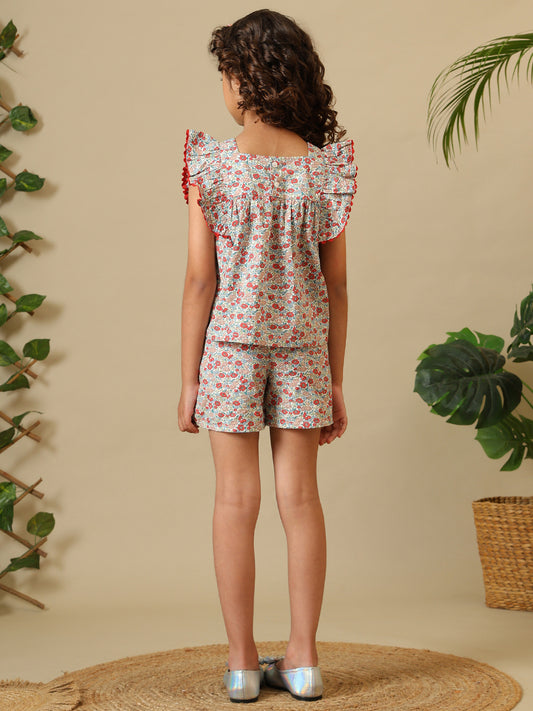 Girls Floral Printed Co-Ord Set