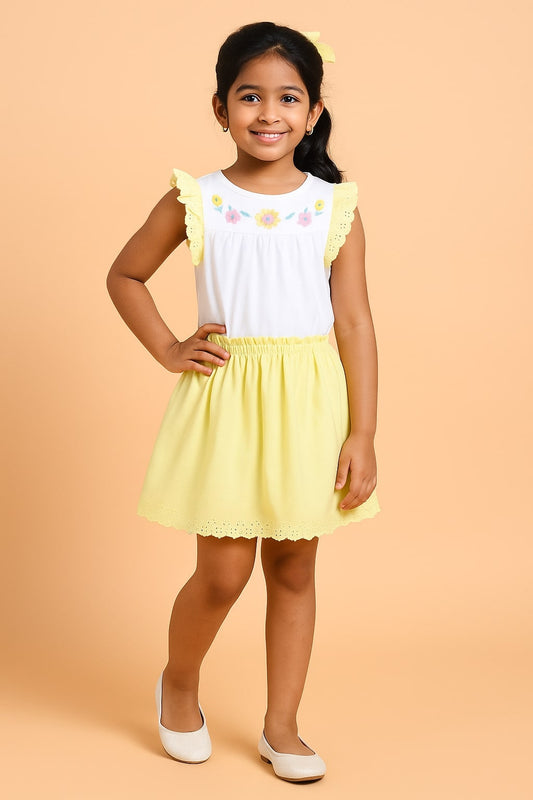 Girls Floral Embroidered Fit & Flare Dress