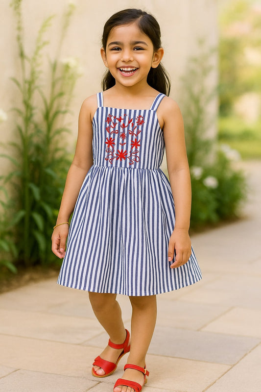 Girls Striped Fit & Flare Dress