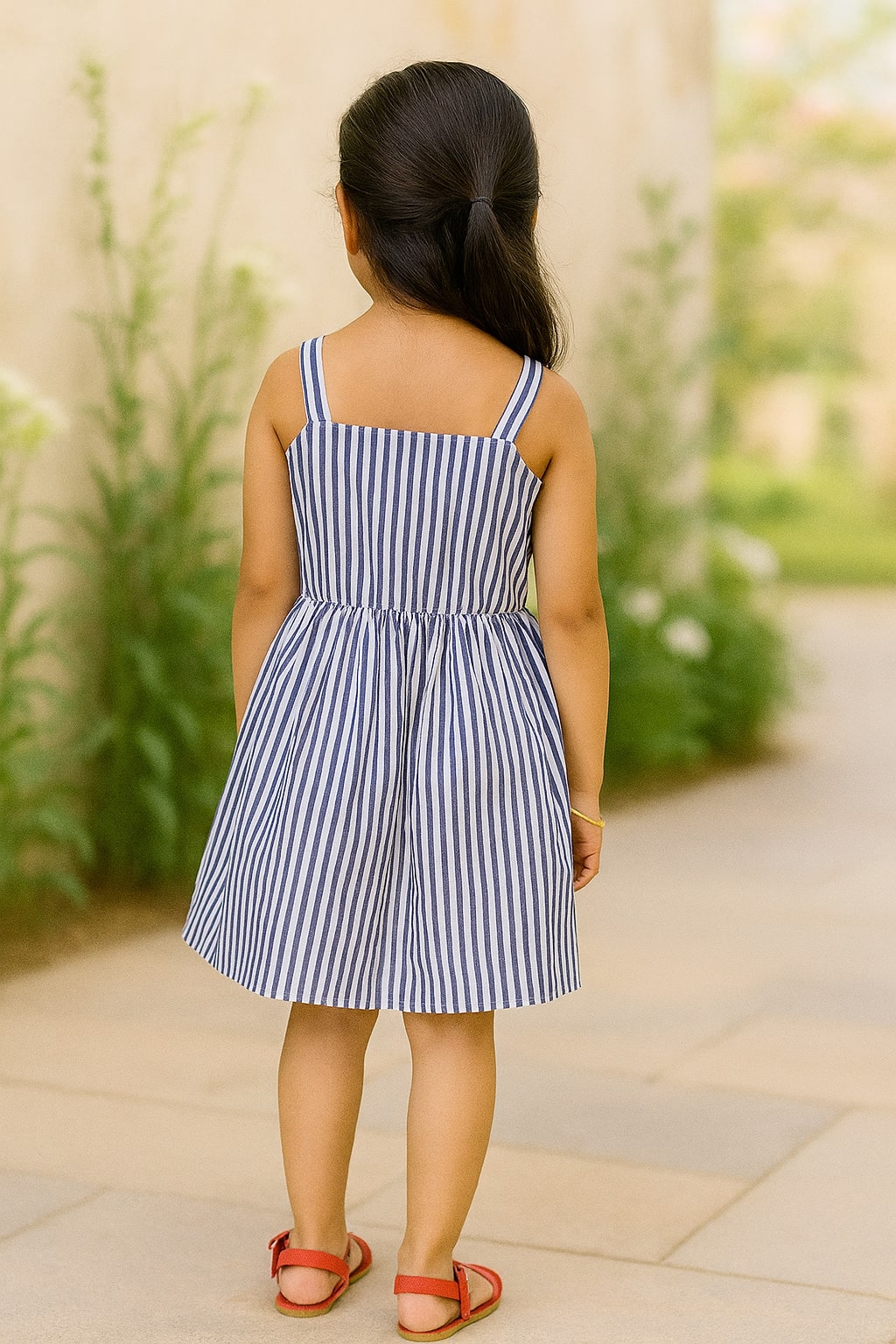 Girls Striped Fit & Flare Dress