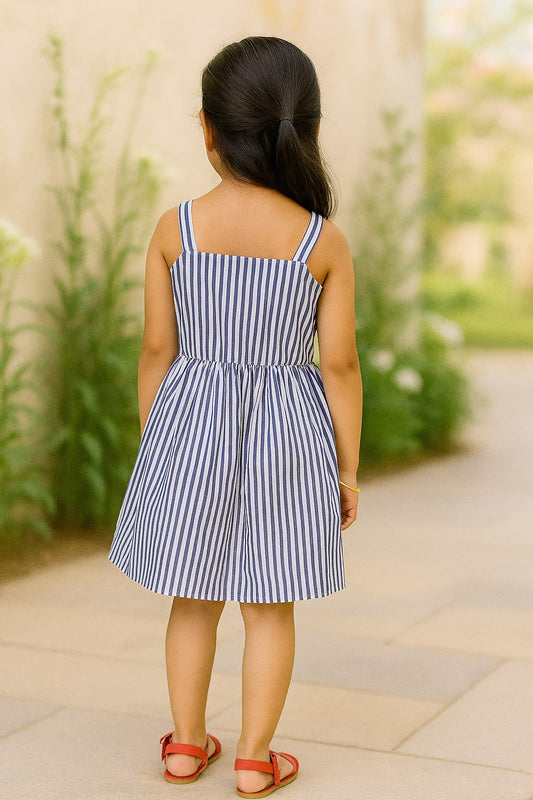 Girls Striped Fit & Flare Dress