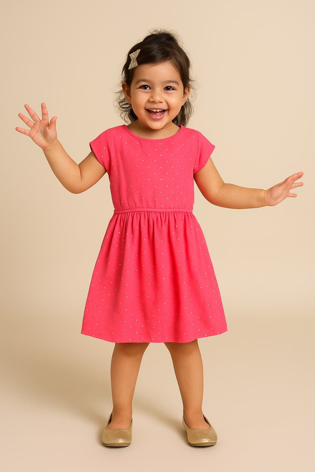 Girls Pink Flared Dress