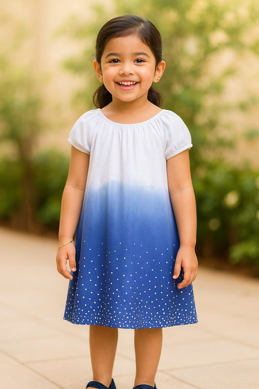 Girls Blue Ombre A-Line Dress