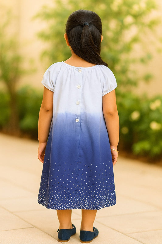 Girls Blue Ombre A-Line Dress