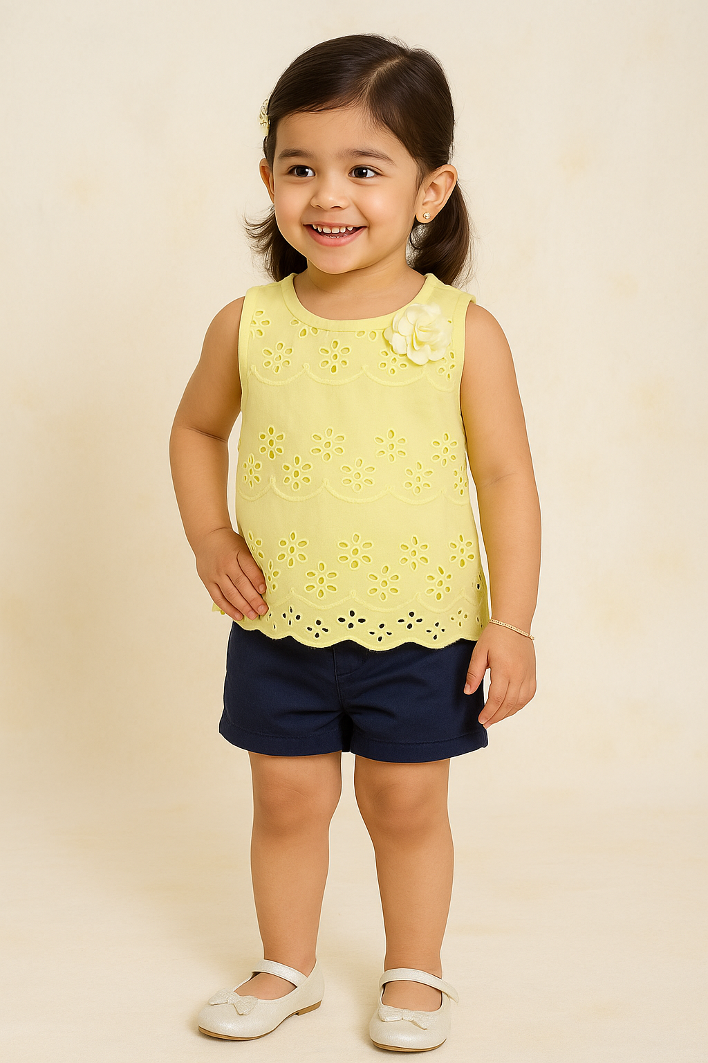 Girls Lemon Yellow Casual Top