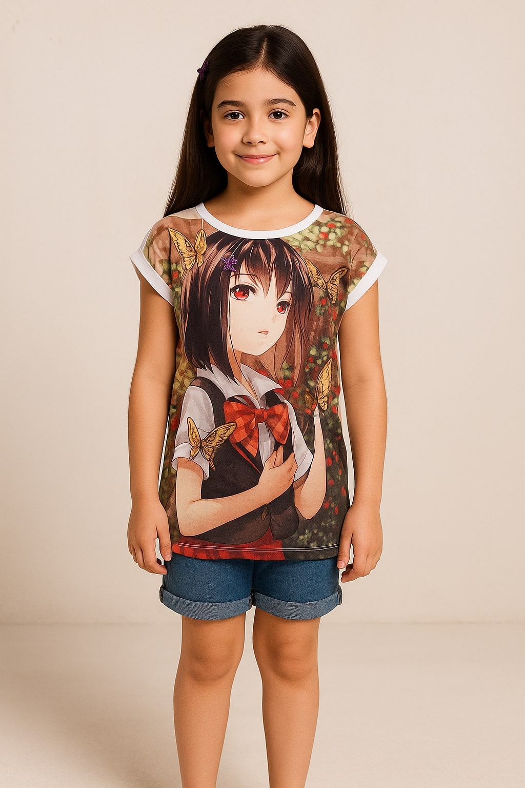 Girls Anime Graphic Print Casual Top
