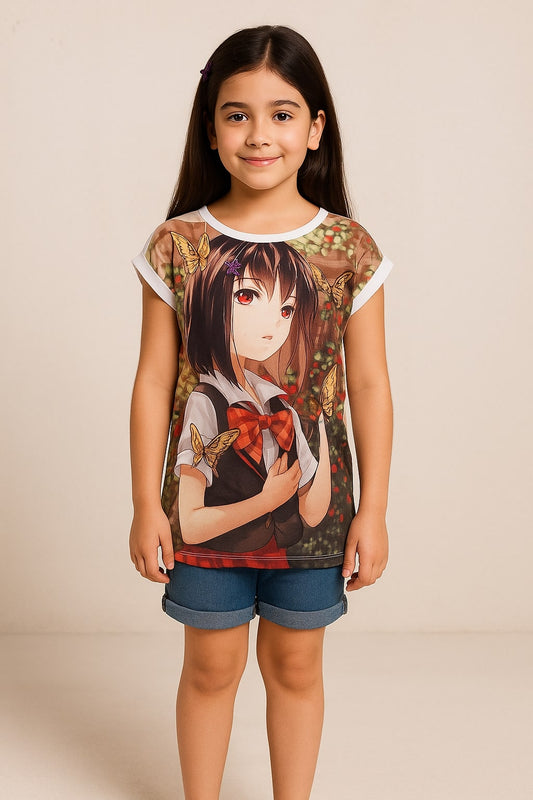 Girls Anime Graphic Print Casual Top