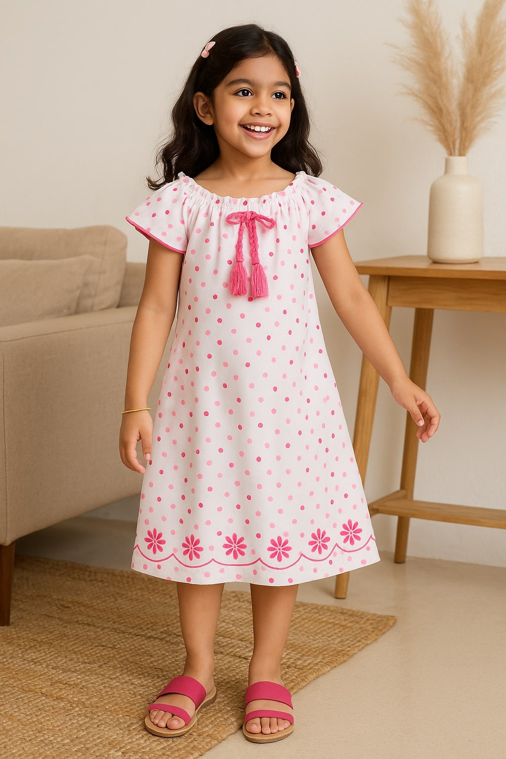 Girls Floral Embroidered Dress
