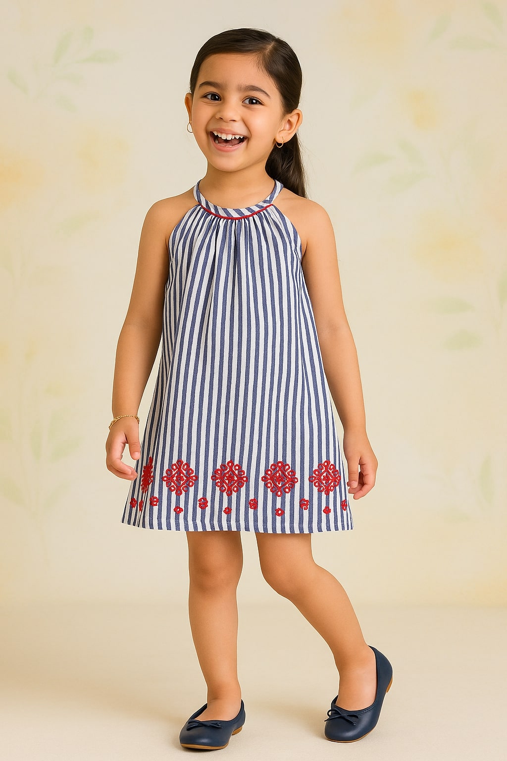 Girls Embroidered Sleeveless Dress