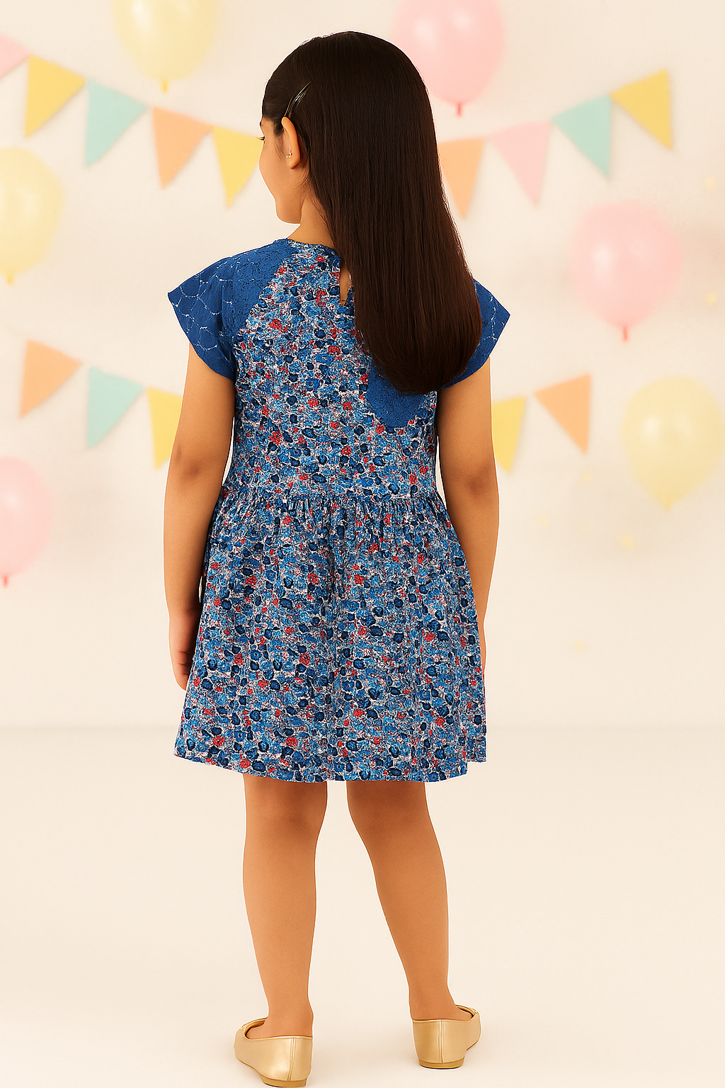 Girls Floral Printed Fit & Flare Dress