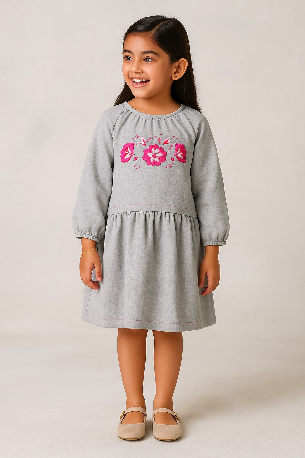 Girls Embroidered Tiered Dress