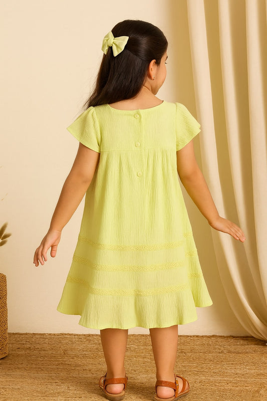 Girls Embroidered Flutter Sleeve Dress