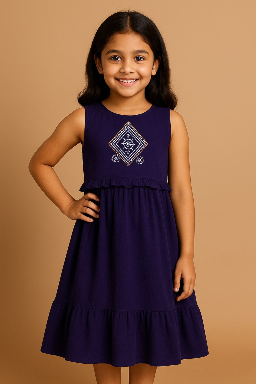 Girls Embroidered Fit & Flare Dress