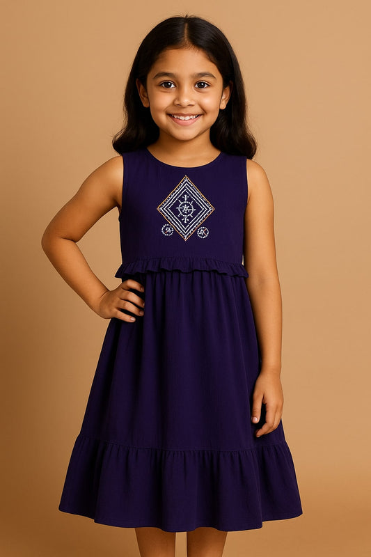Girls Embroidered Fit & Flare Dress