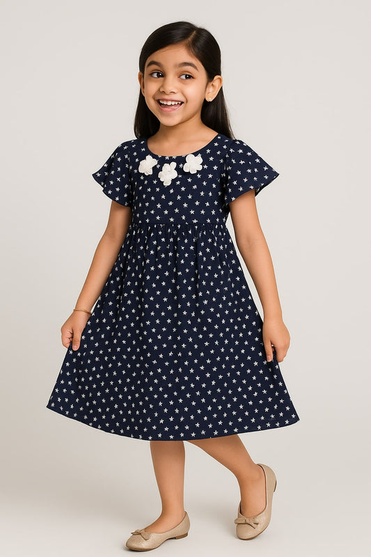 Girls Floral Printed Fit & Flare Dress