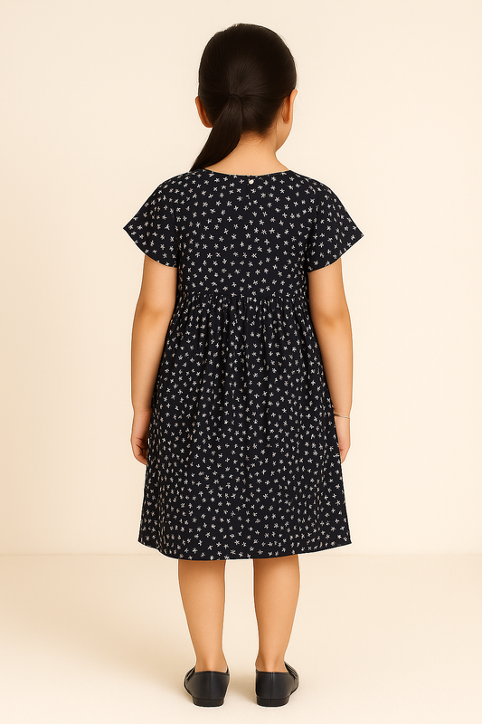 Girls Floral Printed Fit & Flare Dress