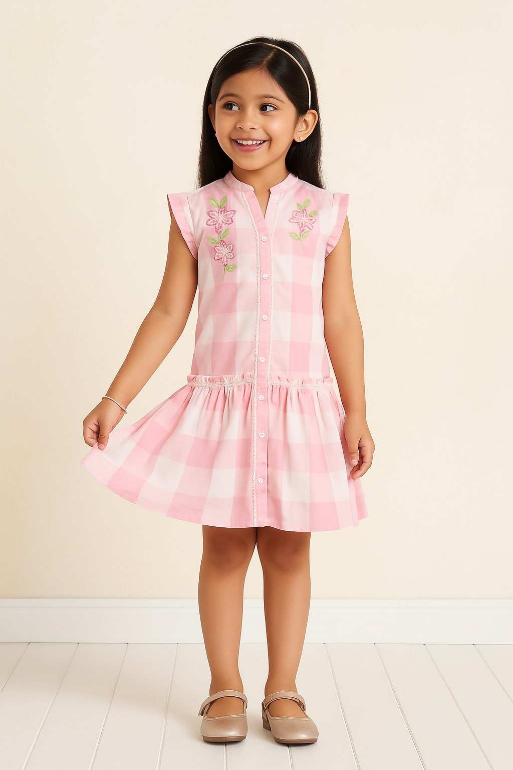 Girls Floral Embroidered Dress