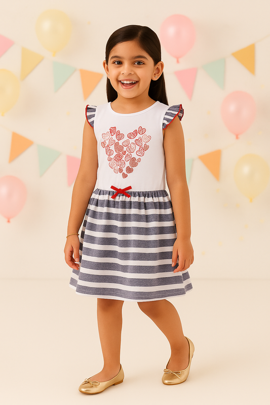 Girls Striped Fit & Flare Dress