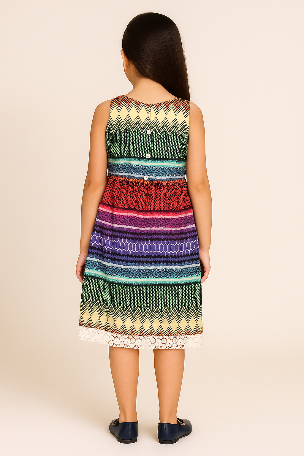 Girls Multicolor Flared Dress