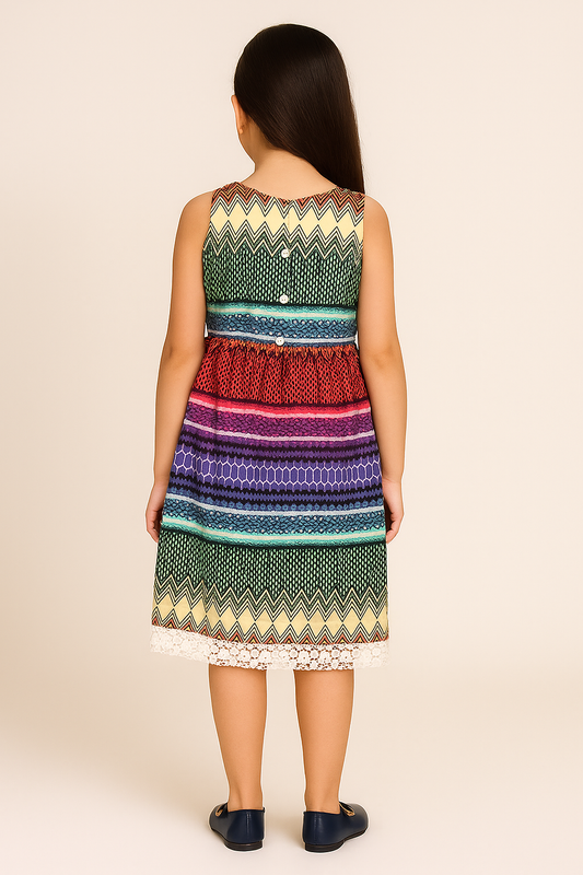 Girls Multicolor Flared Dress