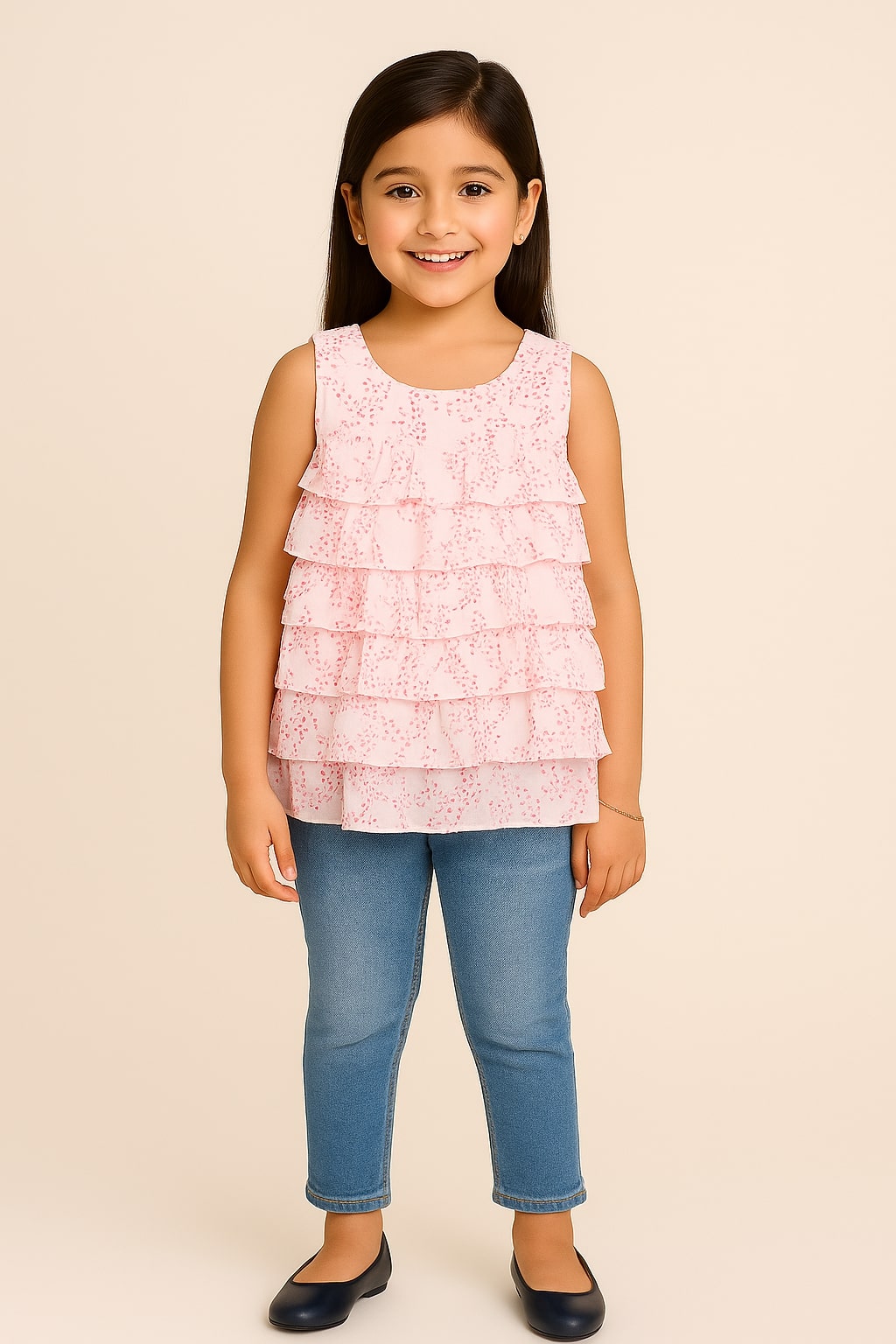 Girls Pink Layered Top
