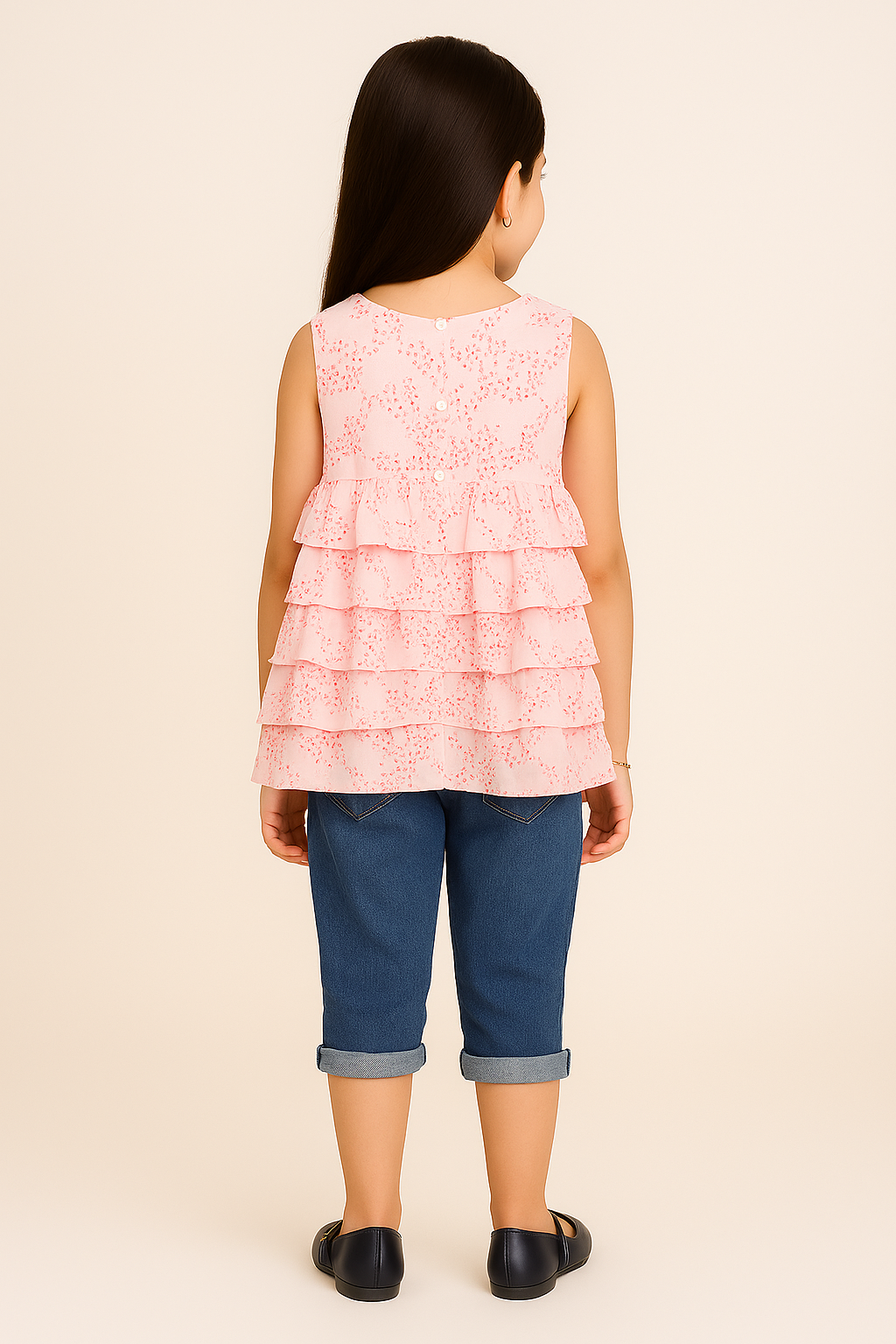 Girls Pink Layered Top