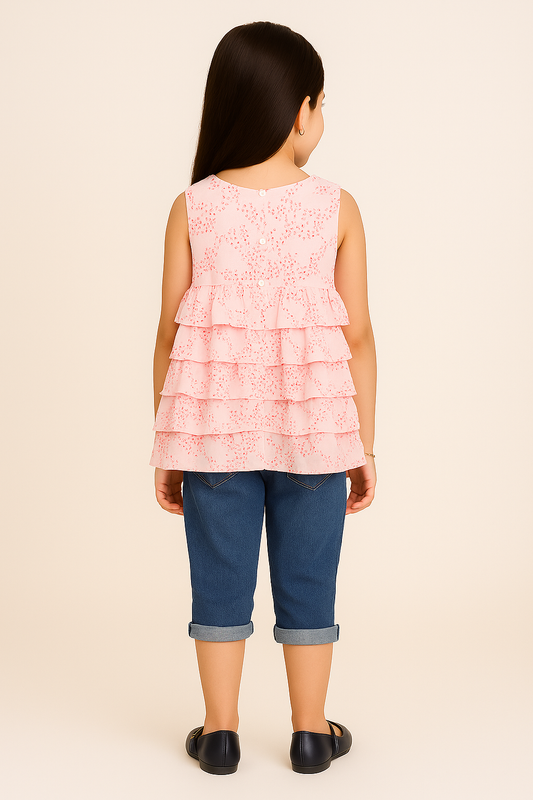 Girls Pink Layered Top