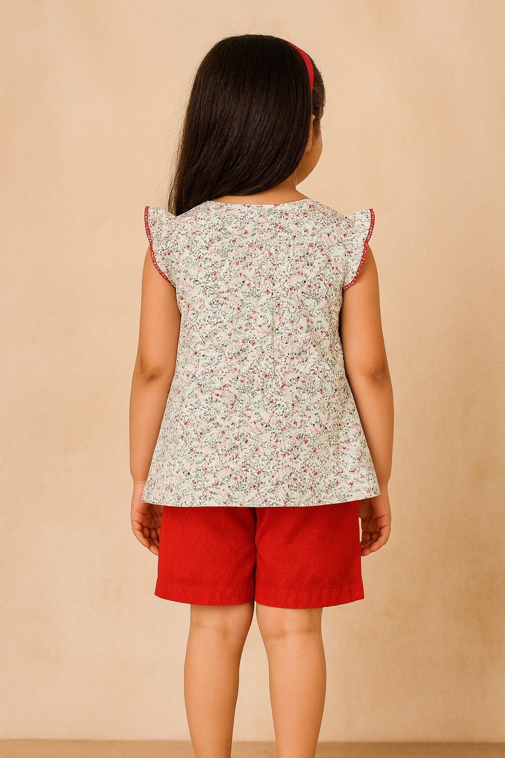 Girls Floral Flutter Sleeve Top