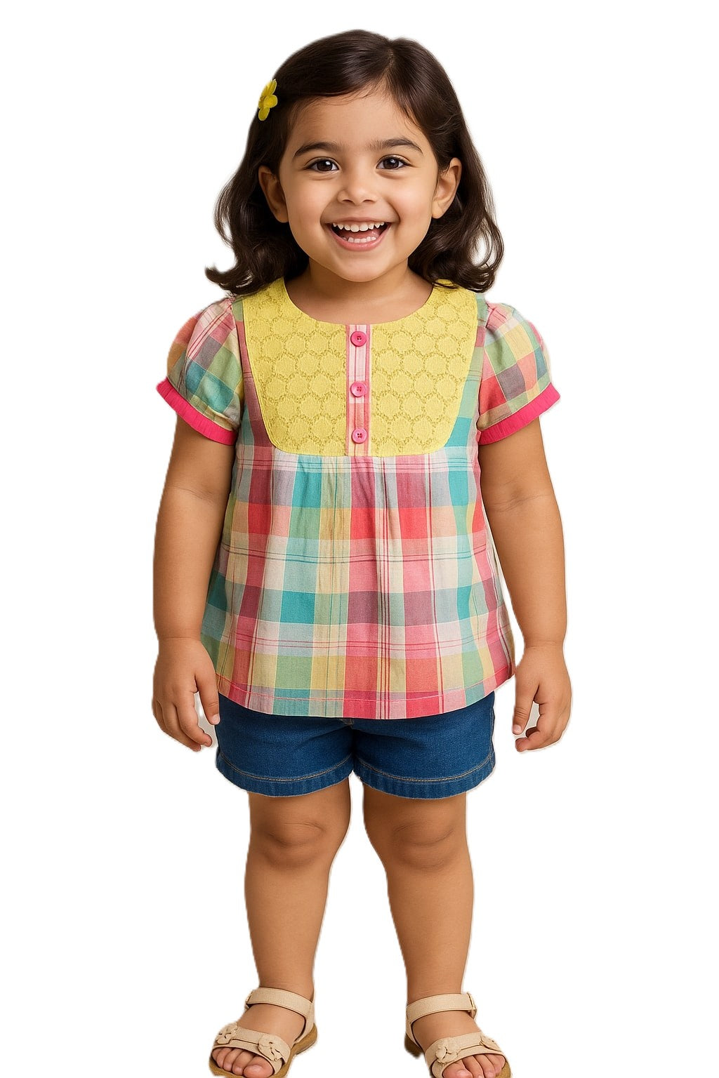 Girls Multicolour Checked Top