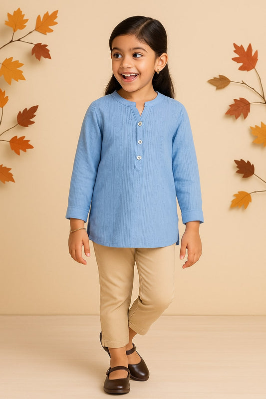 Girls Textured Blue Top