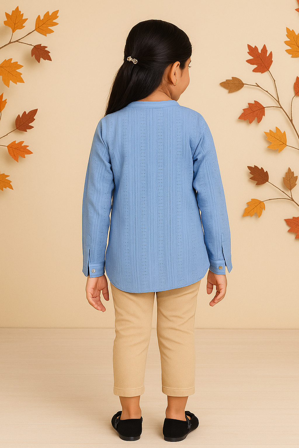 Girls Textured Blue Top