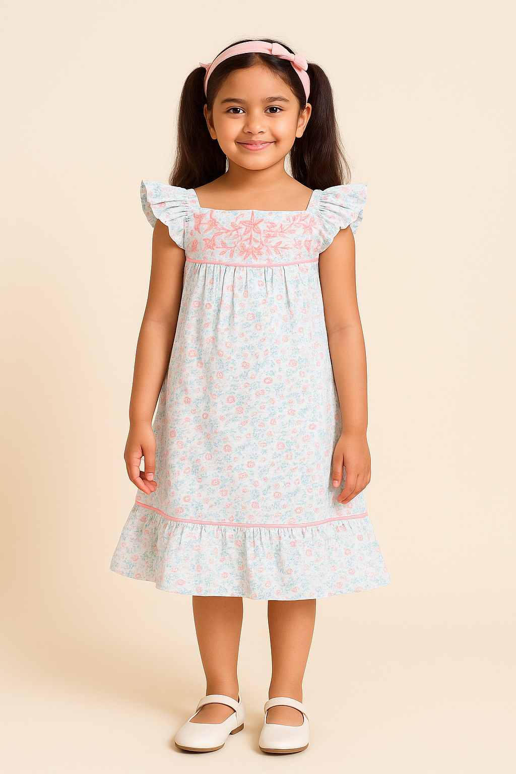 Girls Floral Embroidered Dress