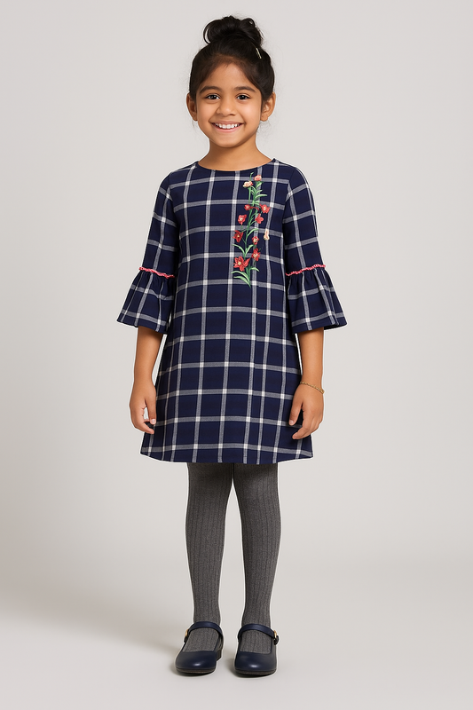 Girls Embroidered Bell Sleeve Dress