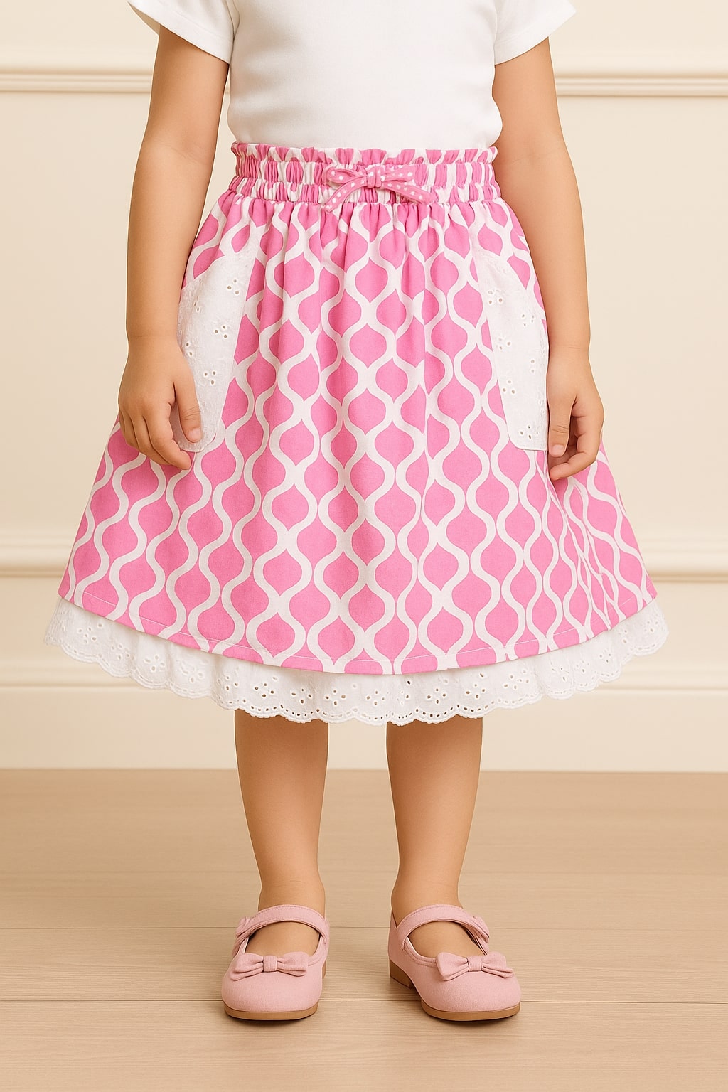 Girls Printed Flared Skirt