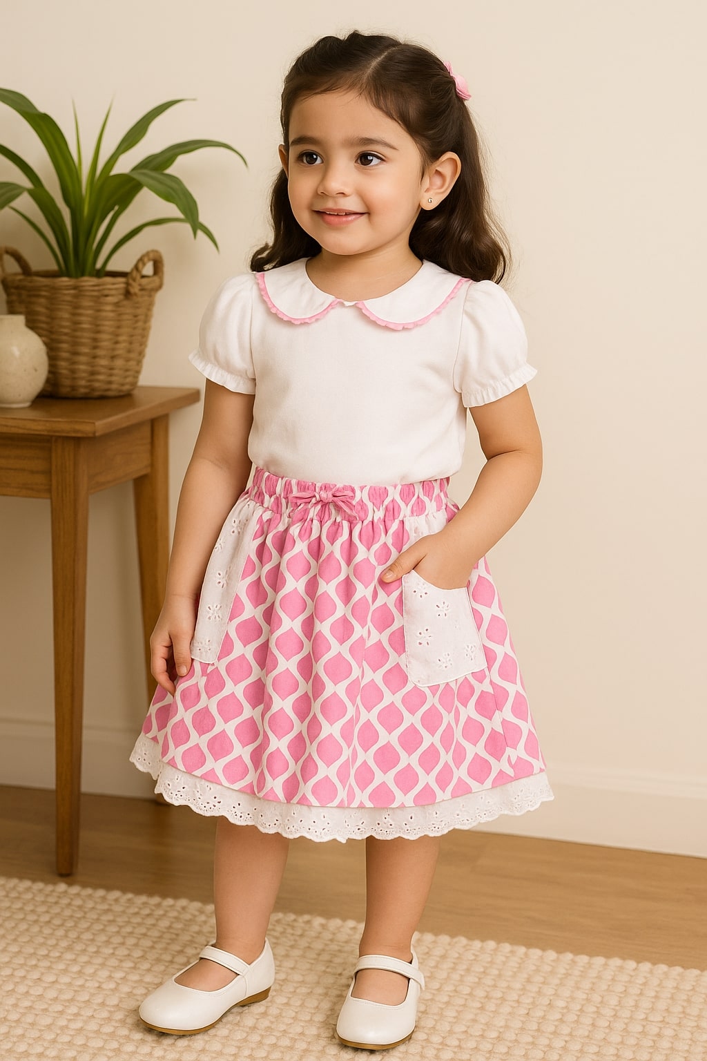 Girls Printed Flared Skirt