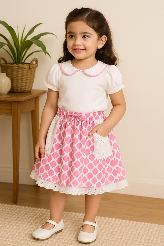 Girls Printed Flared Skirt
