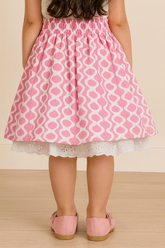 Girls Printed Flared Skirt